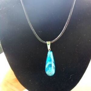𝅺blue Agate Chakra Stone pendant necklace
